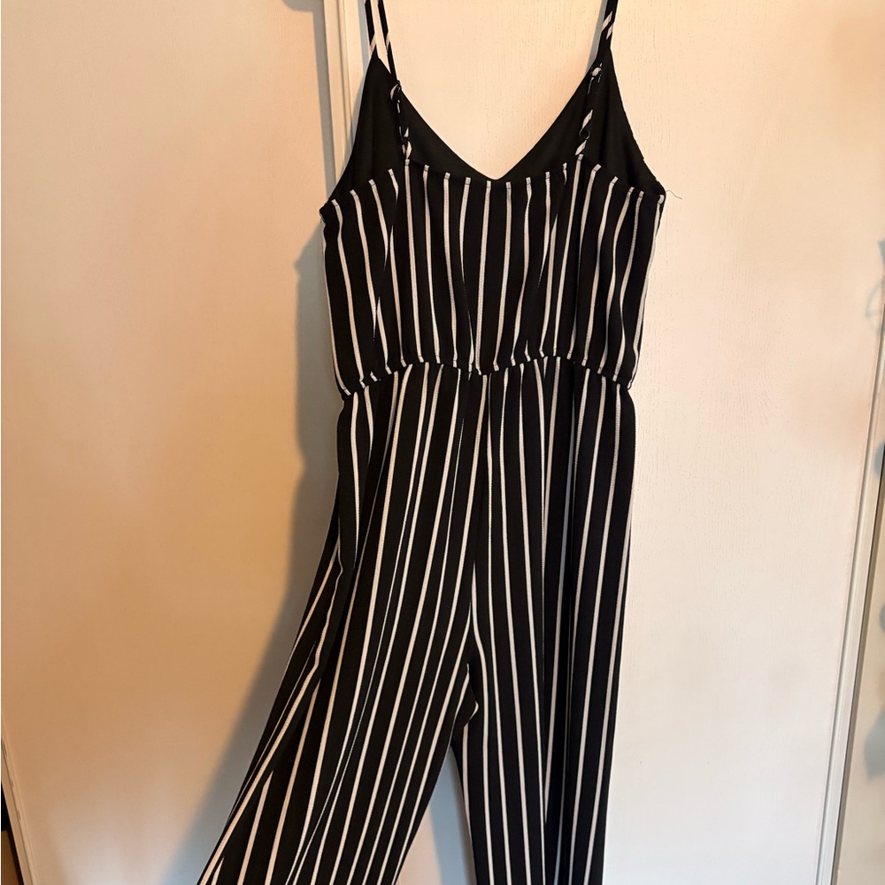 Black and White Striped Jumpsuit